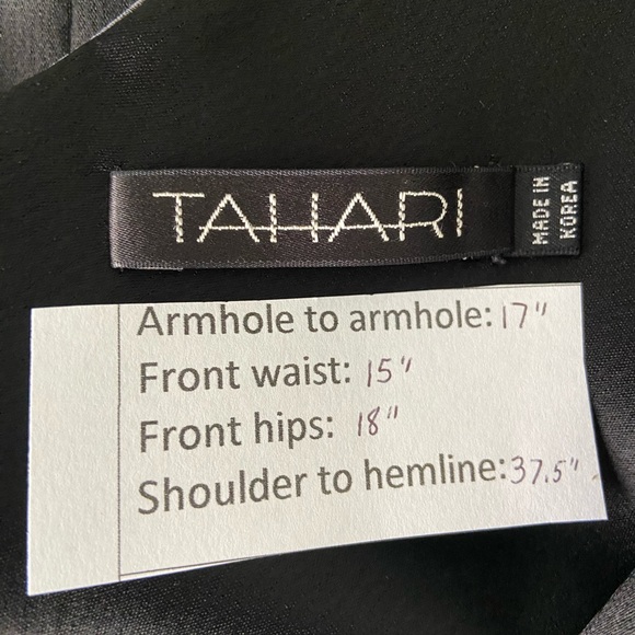 NWT Tahari Black Satin-like Cocktail Dress Size 8 Sleeveless Sheath - Picture 10 of 12